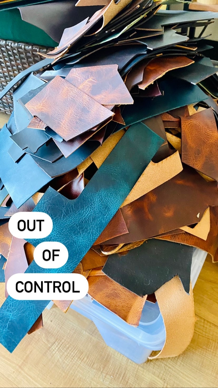 1 POUND VEG. TANNED SCRAP LEATHER FOR CRAFTS KEYCHAINS BELTS